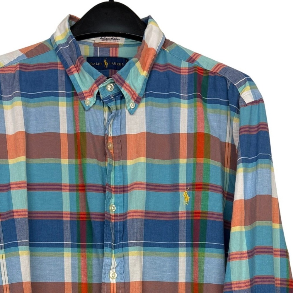 Polo Ralph Lauren INDIAN MADRAS Button Down Shirt Mens XXL Cotton Blue Plaid